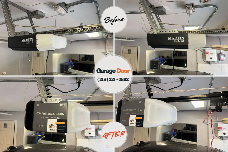 Before and after: garage door repair Village St. George, LA